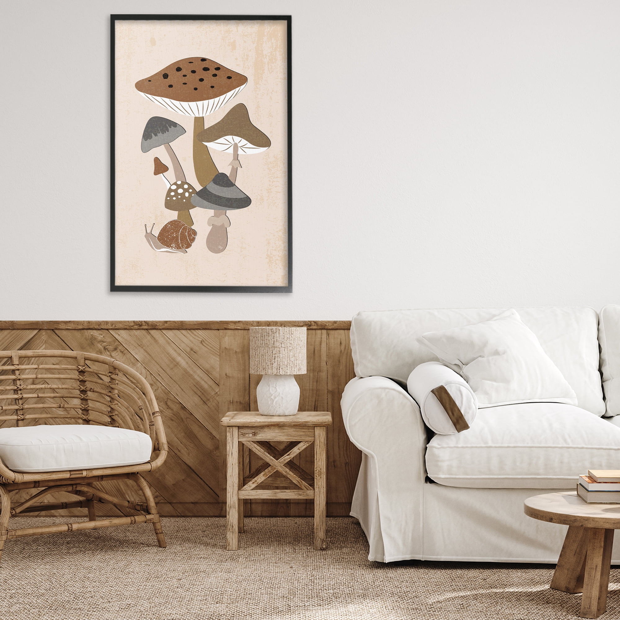 Stupell Industries Earthy Fungi Mushrooms & Snail Black Framed Giclee Art, design by Martina Pavlova