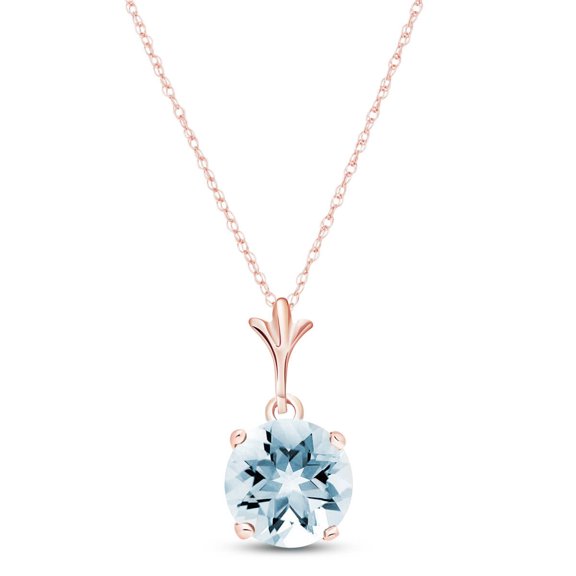 Galaxy Gold 14K Rose Gold Aquamarine Pendant Necklace - March Birthstone - Courage & Clarity - 16" to 24" - Fine Jewelry for Women