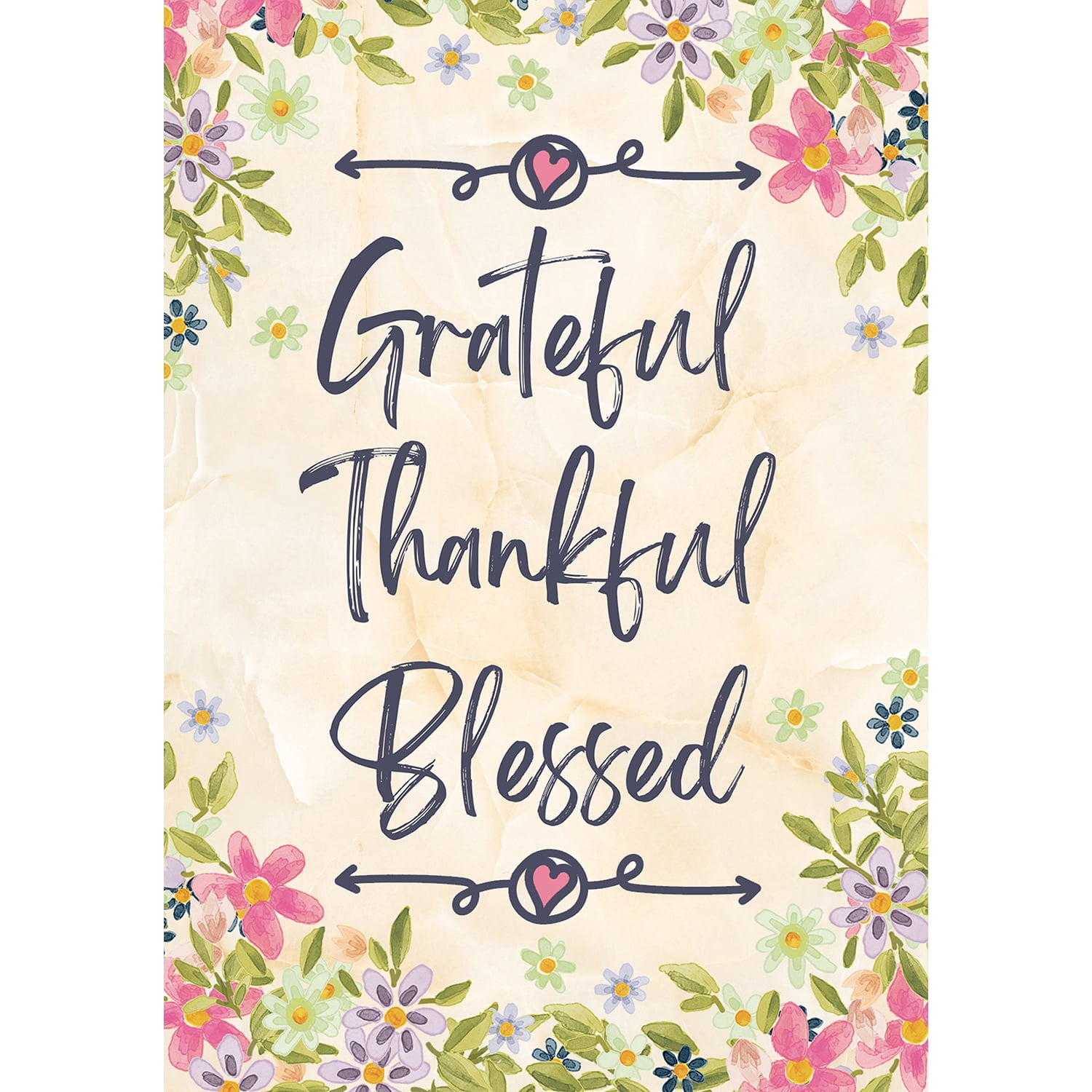America Forever Grateful Thankful Blessed House Flag 28 x 40 inch Floral Home Spring Summer Autumn Fall Happy Thanksgiving Double Sided Seasonal Outdoor Yard Decorative Flag