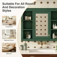thumbnail image 3 of GZXS Modern MDF Bathroom Wall Cabinet with Single Mirror Door, Gold Metal Handles, Adjustable Shelf & Open Storage, Green, 3 of 8