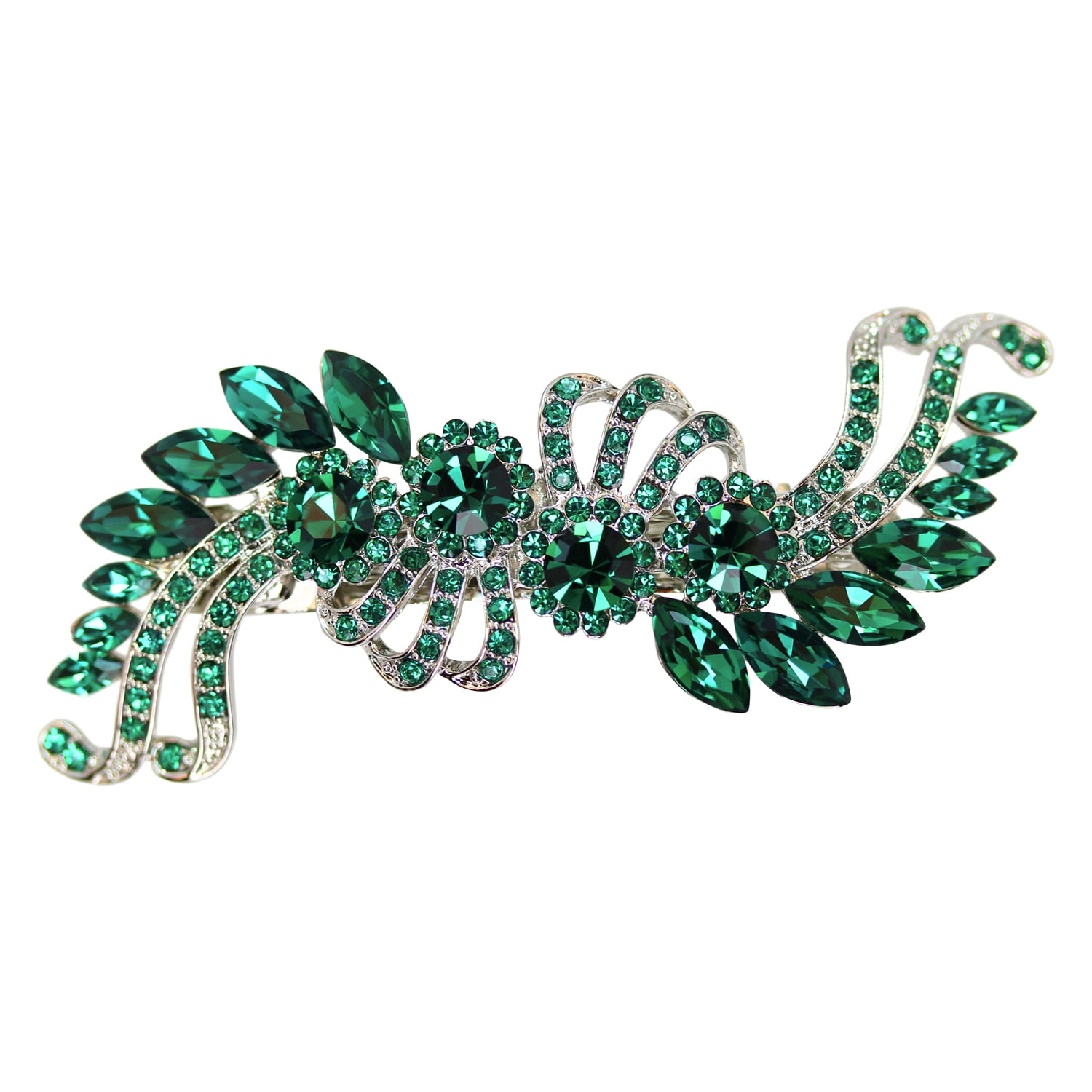 Faship Emerald Green Crystal Hair Barrette Clip
