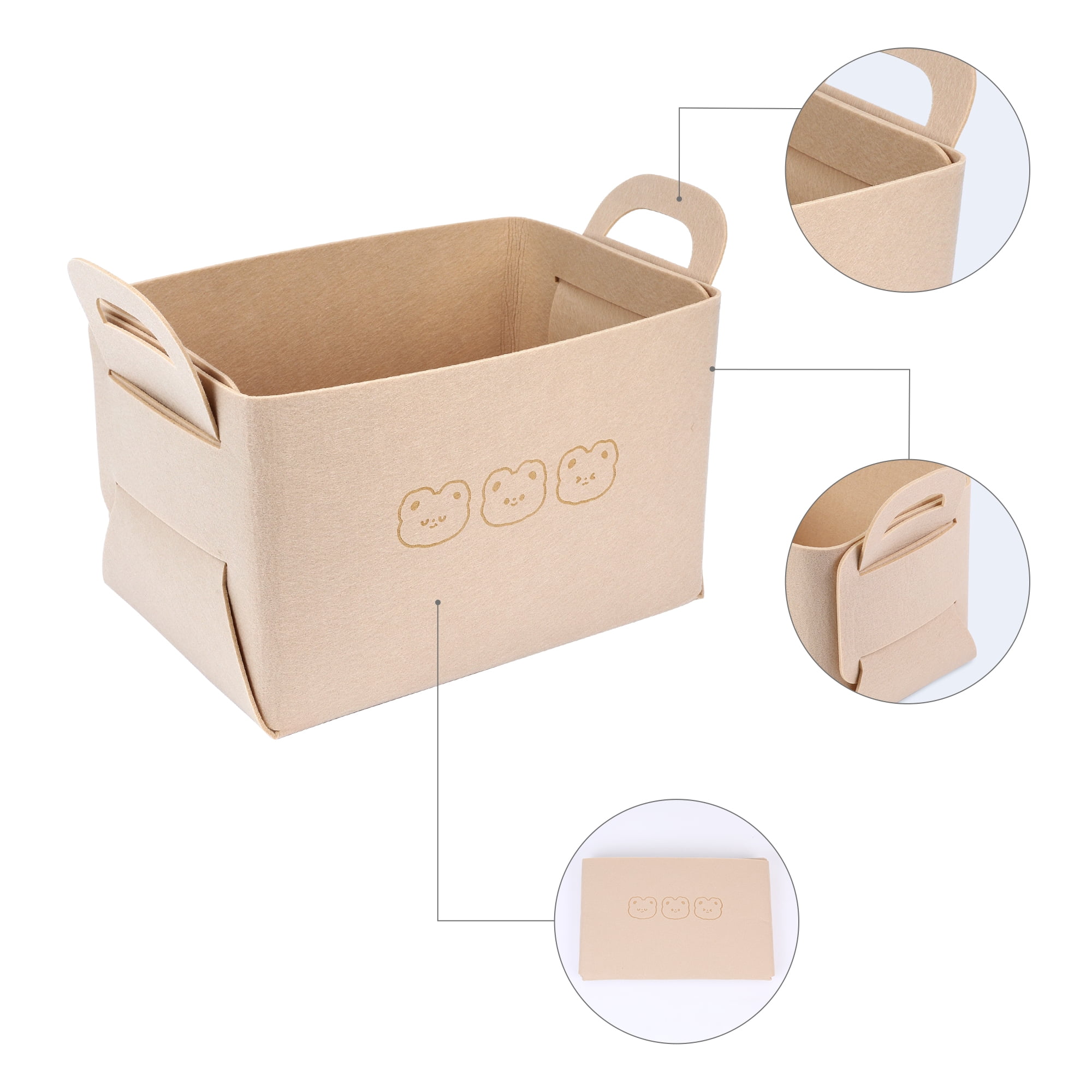 Unique Bargains 3 Pack Storage Cube with Handles Beige 14.2*9.8*9.1in