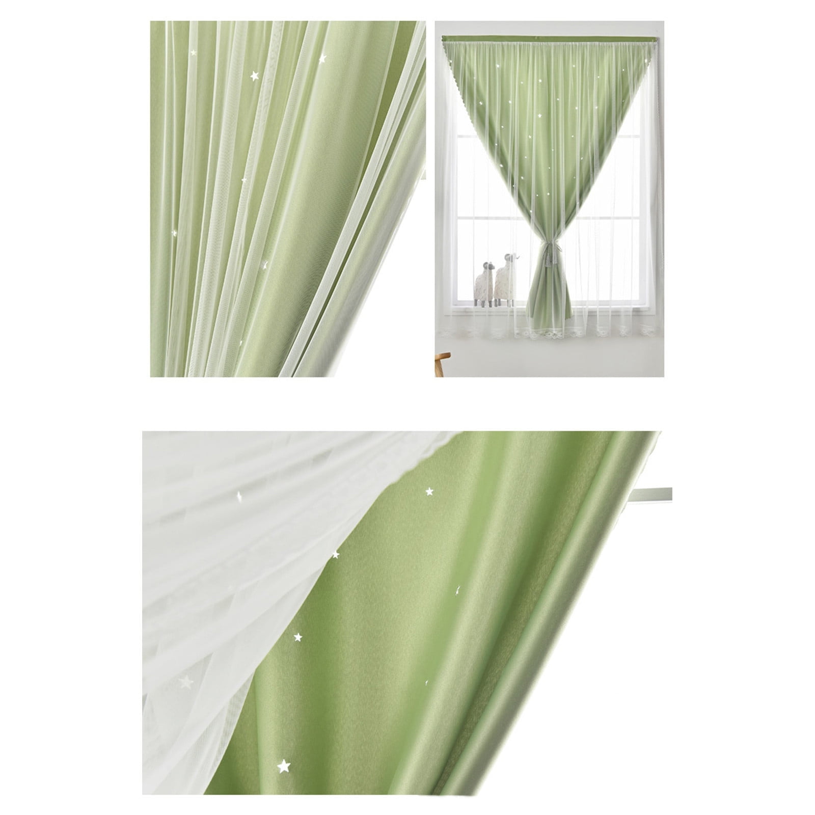 Blackout Curtains with Sheer Overlay Noise Reduction Panels for Bedroom and Living Room Light Blocking and Energy Saving, 59.05*39.37 inches, Set of 1