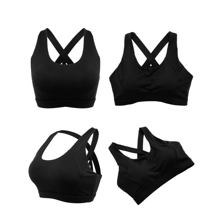 YouLoveIt Sports Bras for Women, Push Up Stretch Bra Criss-Cross Back  Padded Strappy Sports Bras Padded Medium Support Yoga Bra Top with  Removable