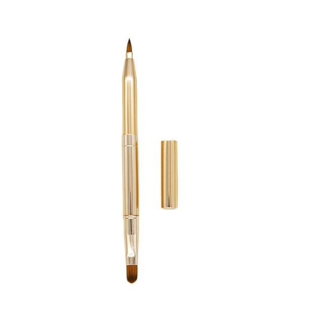 EeaseMX Pincel de labios retráctil de doble punta, pincel corrector portátil para mujeres y niñas (dorado)