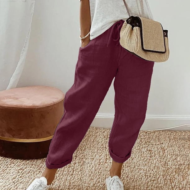 WILLBEST Pantalones Casuales para Mujer: Pantalones Anchos con Estampado de Moda, Cintura Elástica y Bolsillos para Un Uso Cómodo Hasta el Tobillo. Chica