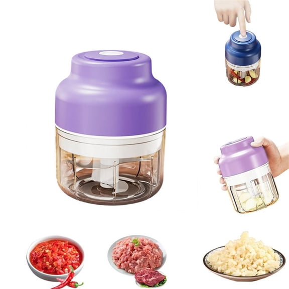 TAROFISH Mini Garlic Chopper 2025 Rechargeable Cordless Food Chopper 350ml Electric Vegetable Grinder for Onion Nuts Meat 4.92 Inch,Purple