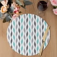 thumbnail image 3 of Teal Grey Striped Round 15 Inch Placemats Set of 4, Modern Abstract Geometric Stripes HeatResistant Non Slip Place Mats for Dining Table, Wipeable Braided Kitchen Table Mats for Housewarming, 3 of 9