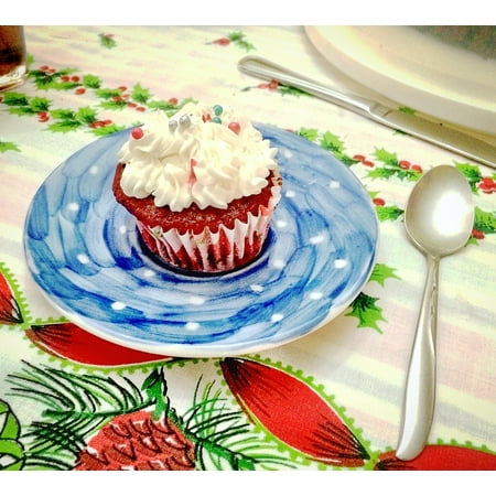 Canvas Print Cake Red Velvet Dessert Served Cupcake Ponquesito Stretched Canvas 10 x