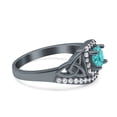 thumbnail image 2 of Celtic Art Deco Ring Round Black Tone Paraiba Tourmaline CZ 925 Sterling Silver Size 5, 2 of 6