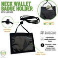 thumbnail image 2 of Nylon Neck Wallet Badge Holder with Lanyard - 4 X 3 Credential & Travel Badge Holder with 3 Pockets - Clear Plastic 4X3 Horizontal Window, Zipper Pouch + by Specialist ID (Black), 2 of 8