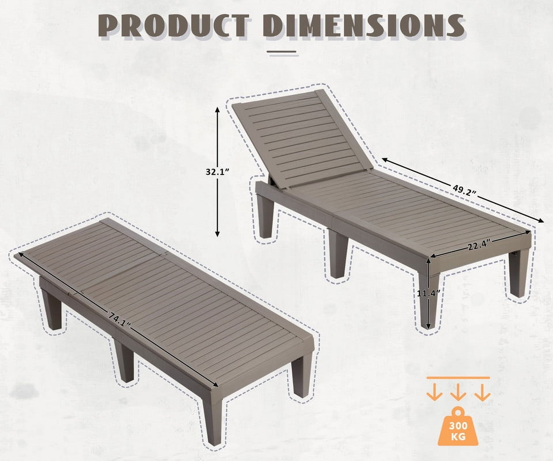 Bifanuo Outdoor Chaise Lounge Chair Set of 2 for Outside Pool Patio, Adjustable Waterproof Easy Assembly Chaise Lounge Outdoor