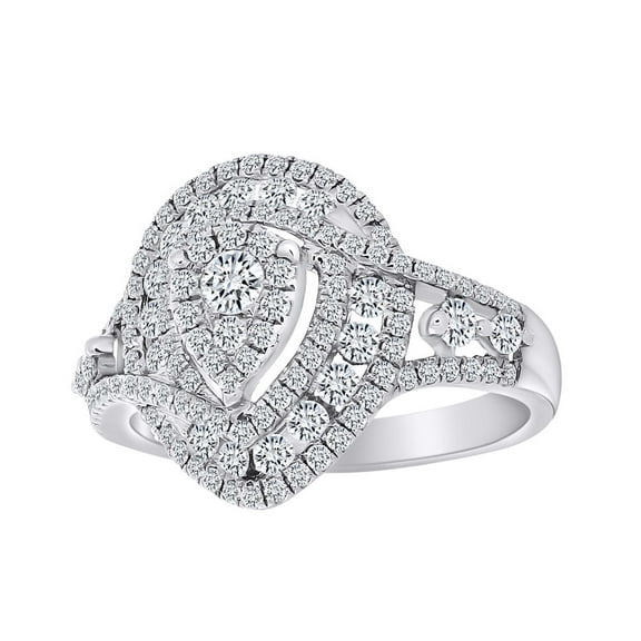 AFFY 1.08 Cttw Round White Natural Diamond Cluster Ring In 14k Solid Gold-Ring Size-5