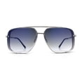 thumbnail image 5 of Mens Rectangular Rimless Racer Perforated Side Visor Metal Sunglasses Silver - Blue Mirror, 5 of 8