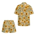 thumbnail image 5 of FKEKYI Sunflower Print Womens Summer Short Set 2 Piece Shirt Top & Shorts with Adjustable Waistband Casual Lounge Sets Breathable Resort Wear Beachwear Outfits, S, 5 of 7