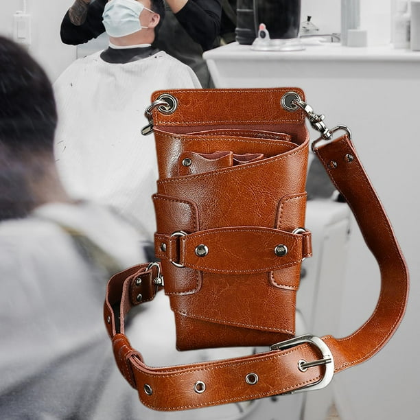 Bolsa para tijeras, organizador independiente de posición de tijera para tijeras, pinza para el pelo Marrón Macarena Riñonera con peine para el pelo