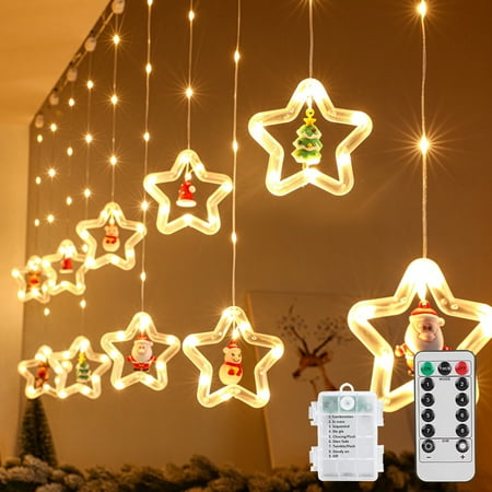 

Christmas Decorative Lamp Five Pointed Star Curtain Lamp LED Star Night Colored Lamp String Ice Bar Lamp Room Atmosphere Lamp Type B