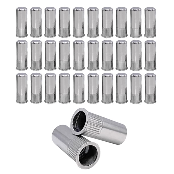Tuerca de remache de cabeza avellanada de acero inoxidable 304, tuercas remachadas redondas con inserto sellado moleteado, Nutsert, 30 Uds.