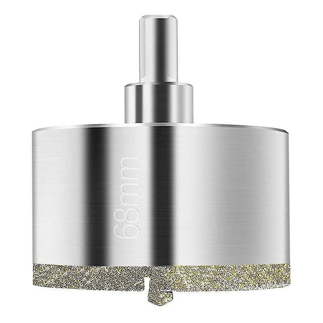 Brillar Sierra perforadora de diamante de 68 mm, broca de diamante con broca guía central, sierra perforadora para azulejos con revestimiento de superficie de diamante para cortar vidrio, az