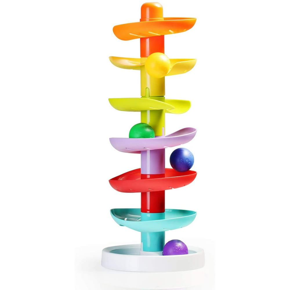 infunbebe Ball Drop Tower Colorful Ball Run Toy with 7 Balls for