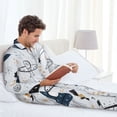 thumbnail image 6 of Vsdgher Cartoon Planets Mens Pajama Set, Soft Warm Long Sleeve Sleepwear, Cozy Button-Down Pjs for Men-Large, 6 of 7