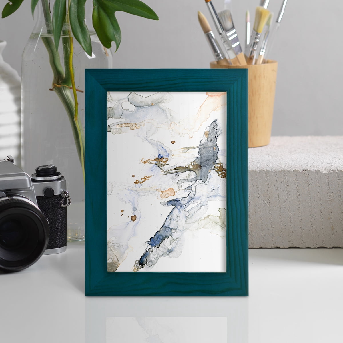 Organic Interlace I -Framed Print w/glass-Ocean Blue