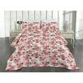 thumbnail image 2 of Ambesonne Delicate Blooms Quilted Coverlet 3 Pcs, Floral Neutral Boho, Queen Size, Coral Dark Mauve White, 2 of 4