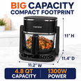 thumbnail image 3 of CHEFSPOT 3-in-1 Glass Air Fryer, Indoor Grill and Hot Pot Cooker, 4.8 Qt, 1300W, 8 Presets, 3 of 9