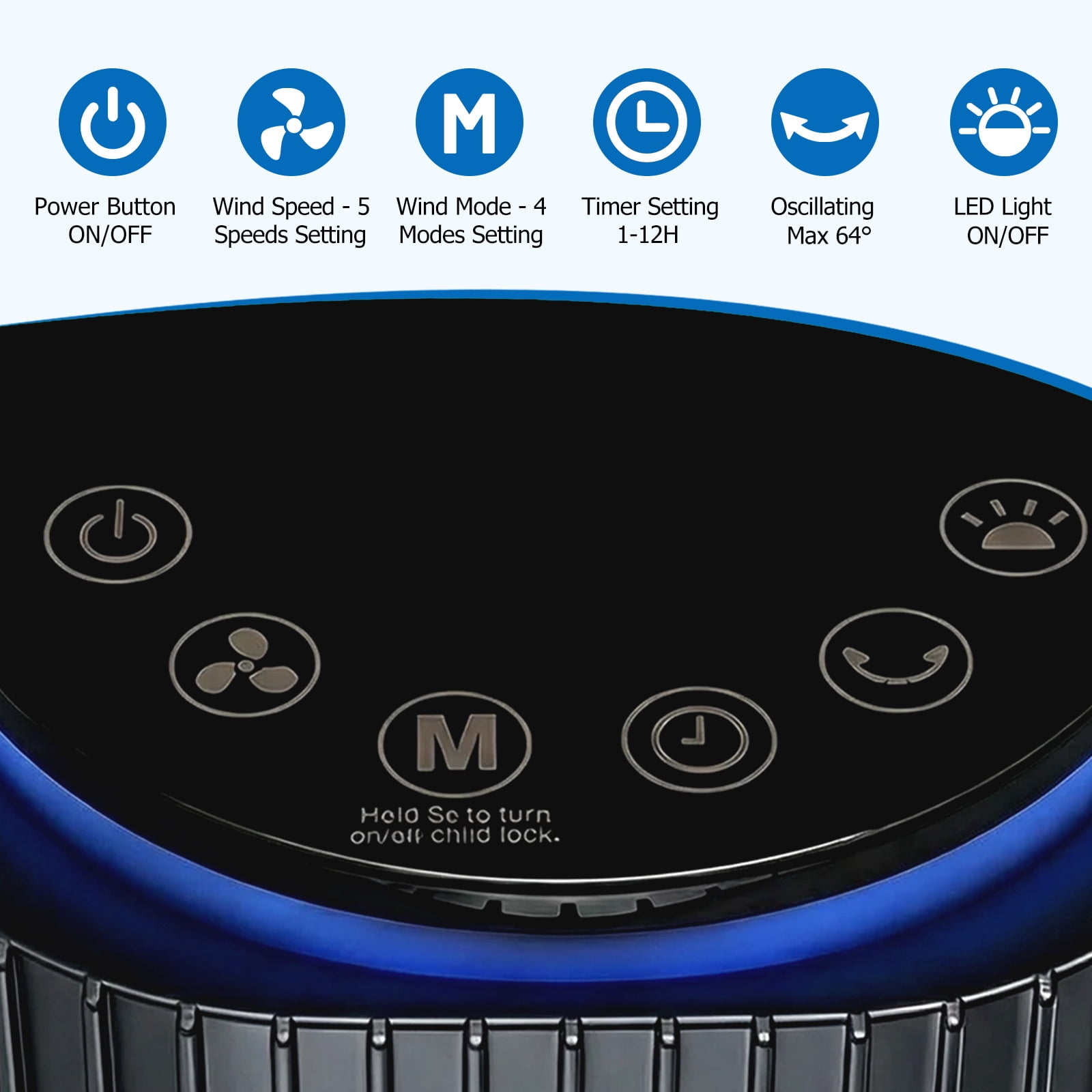 Simenmax Tower Fan, 36'' Bladeless Floor Fan with Remote, 12H Timer, 5 Speeds & 4 Modes, 28dB Quiet Standing Fan for Bedroom, Home, and Office,Black