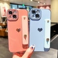 thumbnail image 5 of For Apple iPhone 14 Pro Max Slim Rubber Cute Love Heart Wrist Strap Stand Shockproof Case Cover, 5 of 14