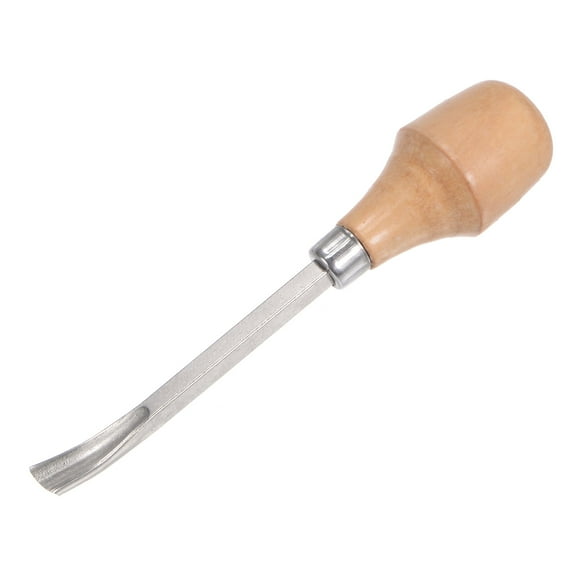 Uxcell 9mm Tip 5" Length Carbon Steel Curved Half-round Tip Wood Handle Wood Carving Chisels