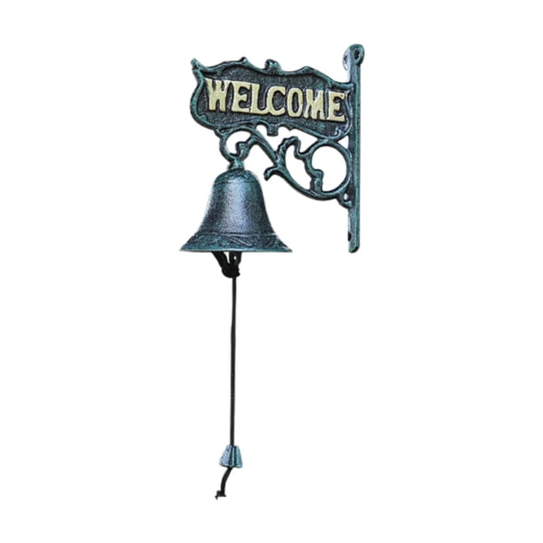 Timbre de puerta,Timbre de hierro fundido para cenas al aire libre,estilo rústico,Letrero de bienvenida de metal vintage para montar en la pared resistente,Campana decorativa antigua retro con