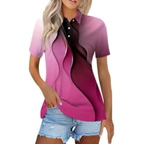 Pincandy Golf Shirts for Women 2025 Summer Quick Dry Short Sleeve Button Down Shirt Dressy Casual Lightweight Work Tops