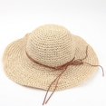 thumbnail image 1 of Sombrero de paja para el sol, sombrero de paja plegable para mujer, sombrero de ala ancha, sombrero de sol con lazo, gorra de playa ajustable, elegante sombrero de cubo con protección UV UPF 50, somb, 1 of 5