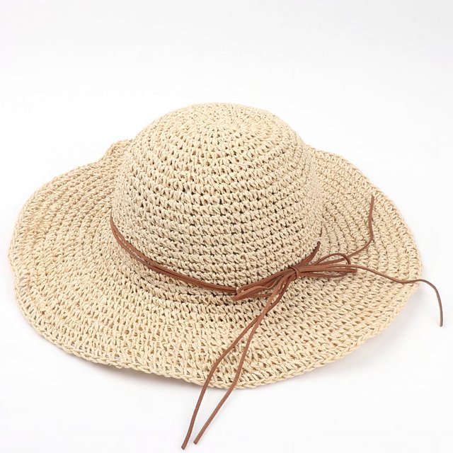 Sombrero de paja para el sol, sombrero de paja plegable para mujer, sombrero de ala ancha, sombrero de sol con lazo, gorra de playa ajustable, elegante sombrero de cubo con protección UV UPF 50, somb