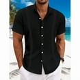 thumbnail image 4 of Mens Shirt Short Sleeve Button Down Casual Regular Fit Solid Shirts for Men Summer Beach Hawaiian Lightweight Summer Beach Tops with Pocket White M, 4 of 4