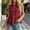 Wine, variant on Women Sleeveless Round Neck Button Down Ruffle Peplum Blouse Casual Solid Color Top