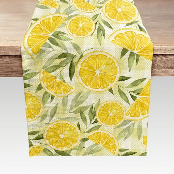 Summer Lemon Table Runner, Seasonal Spring Summer Fruit Kitchen Dining Table Decoration for Home Party Decor 13 x 72 Inch
