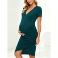 thumbnail image 5 of Short Sleeve Summer Maternity Dress for Woman Ruched Pregnancy Clothes, 5 of 7