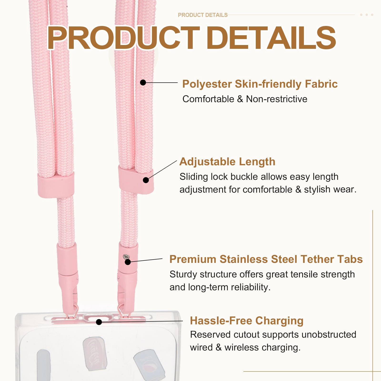 Uxcell 2Set Phone Lanyard (Light Pink) - Adjustable Anti Theft, Phone Strap Crossbody Neck Strap with Tether Tabs Most Smartphones, Fits Travel