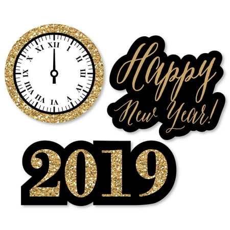 New Year's Eve - Gold - DIY Shaped 2019 New Years Eve Party Cut-Outs - 24