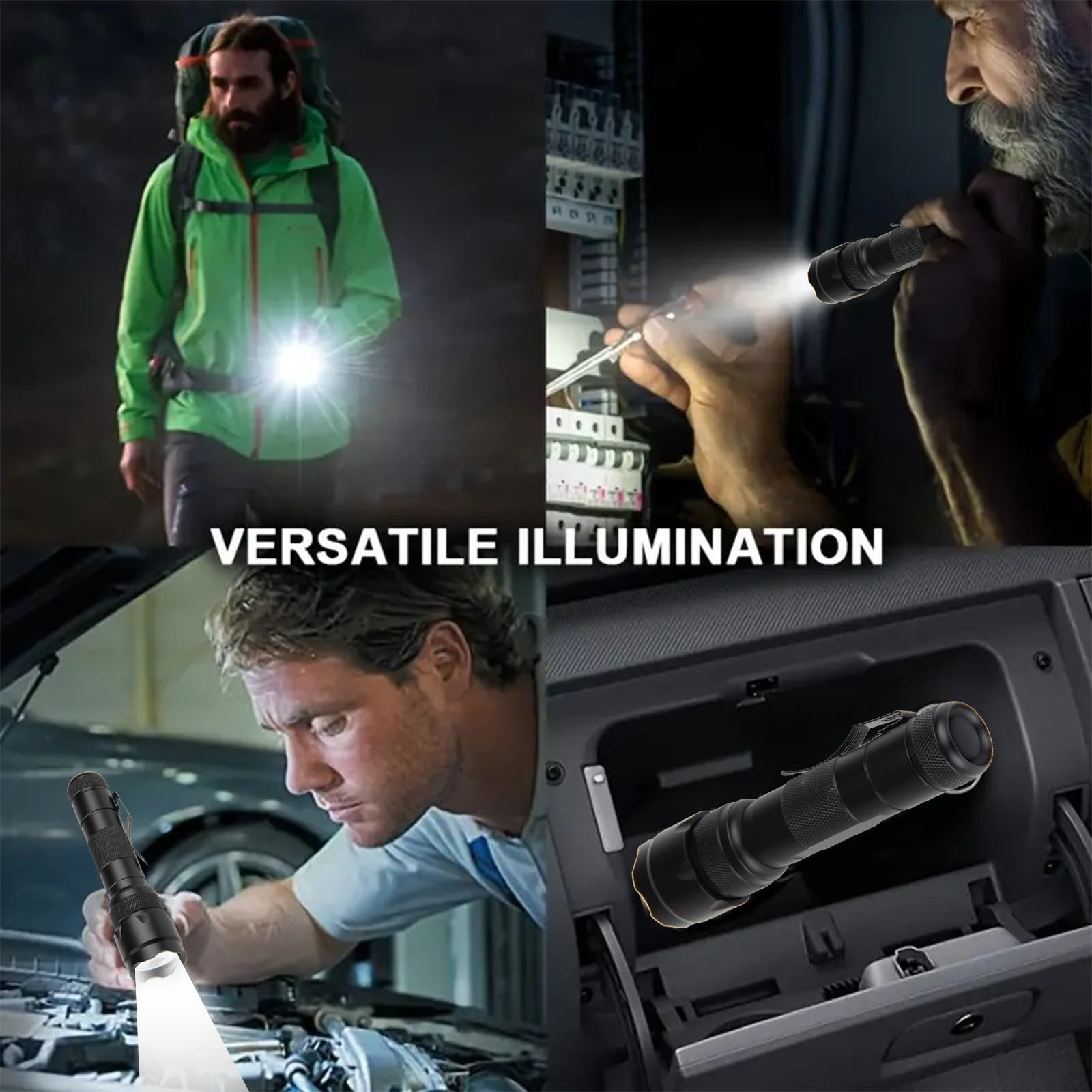 Yunuuuoa 5 Packs Rechargeable Flashlight 1200 Lumens High Power LED Light 5 Modes Adjustable Waterproof Long Range Outdoor Camping Hiking Emergency Flashlight with Type C Charging