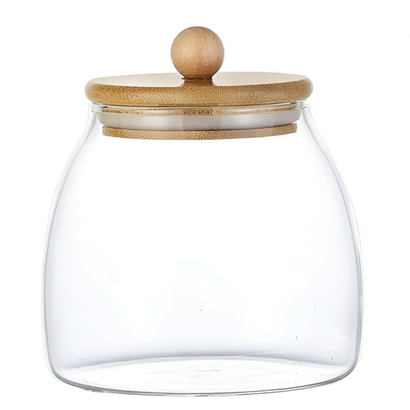 ACDANC Wooden Ball Lid Glass Jar Wedding Candy Condiment Storage Flour Container Sealed Jars with Airtight Sugar Containers