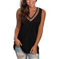 thumbnail image 2 of Pompotops Women's Fashion Sexy Solid Color V-Neck Splicing Ruffles Short Sleeve Tops, 2 of 8