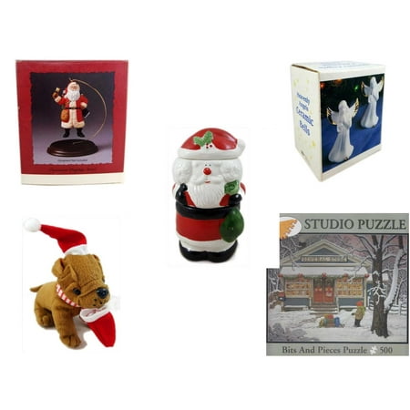 Christmas Fun Gift Bundle [5 Piece] - Hallmark Ornament Display Stand - Heavenly Angels Ceramic Bells 4