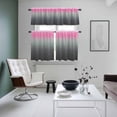 thumbnail image 5 of Pink Grey Kitchen Curtains Valances and Tiers Set of 3 Stripe Gradient Tier Curtains and Valance with Rod Pocket for Small Windows, 27.5"x24", 5 of 9