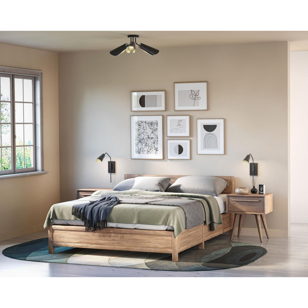 Progress Lighting Cornett 3-Light Close-to-Ceiling Fixture, Matte Black, Metal Reflector Shades