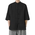 thumbnail image 3 of Mens Casual Chinese Tang Suit Kung Fu Shirt Chinese Traditional Tang Suit Tai Chi Blouse Black L by Awwp, 3 of 7