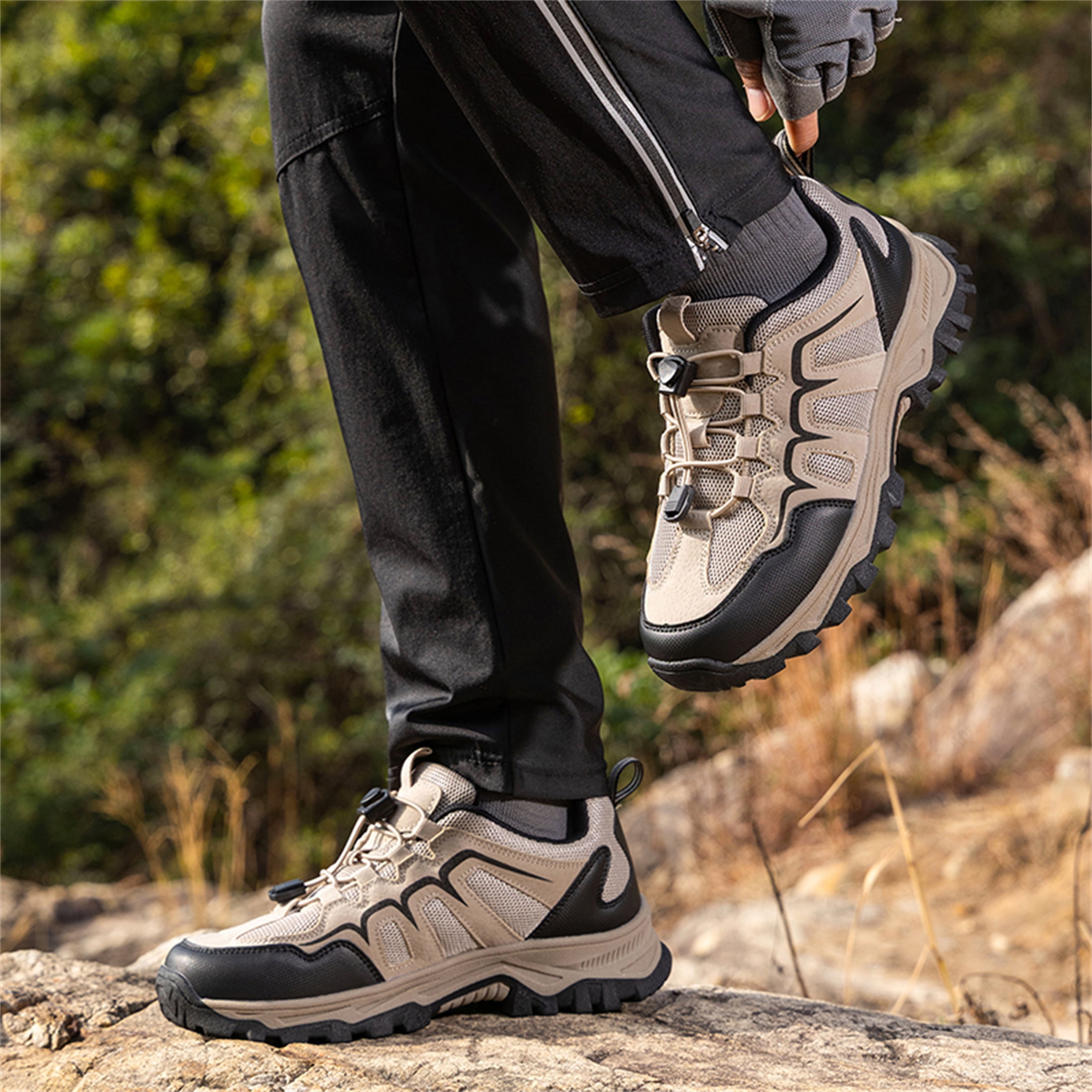 YOURDIARY Mens Womens Low Top Hiking Shoes Breathable Slip Resistant Trekking Trails Outdoor Sneakers