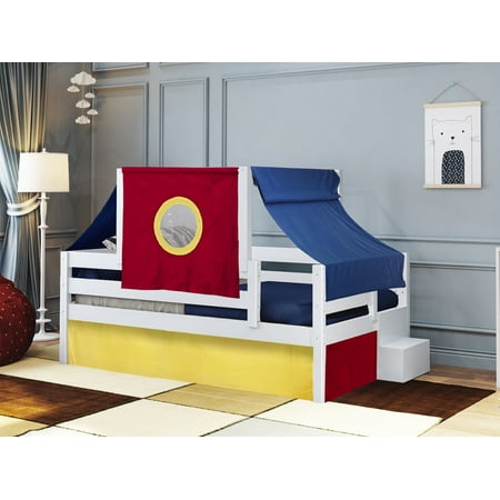 Jackpot Castle Twin Bed With Step Red Blue And Yellow Tent